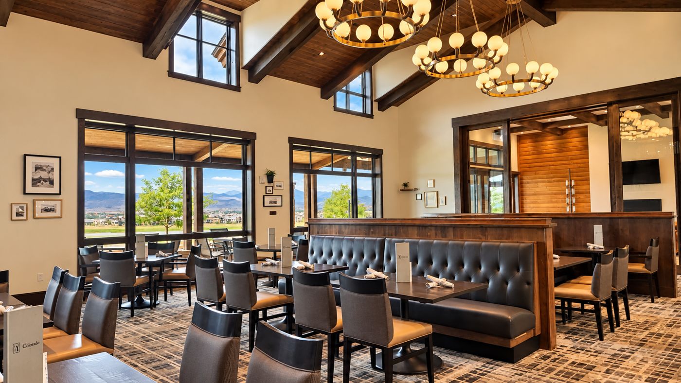 Clubhouse dining room with mountain views