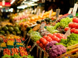 Fresh produce at a farmers market (stock photo)