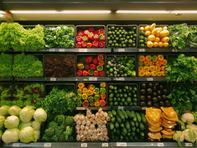 Grocery store produce display (stock photo)